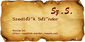Szedlák Sándor névjegykártya