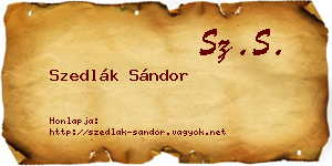 Szedlák Sándor névjegykártya